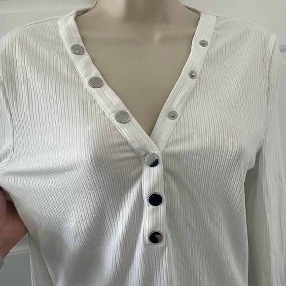 **NWT** SHEIN long sleeve white ribbed tee - L - Picture 5 of 8